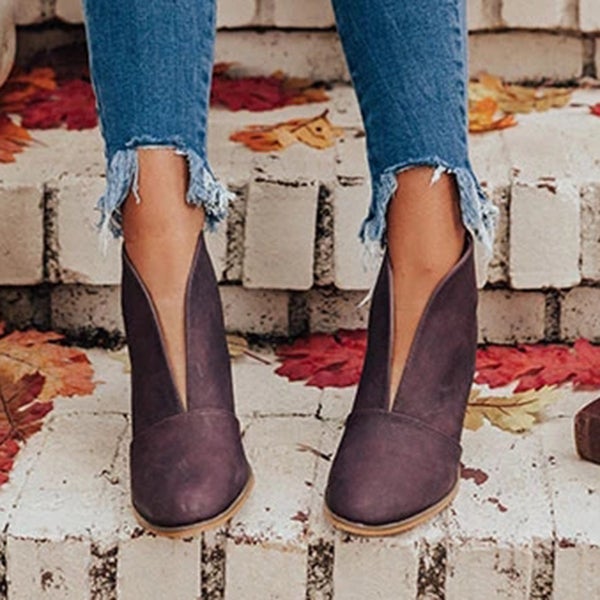 Goosudu Fashion Faux Leather Slip-On Boots