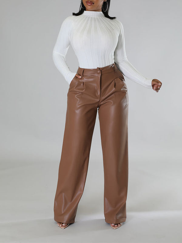 Goosudu Wide-Leg Faux-Leather Pants
