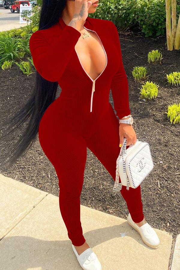 Goosudu Fashion Corduroy Casual Zipper Jumpsuit