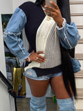 Goosudu Denim Combo Colorblock Sweater