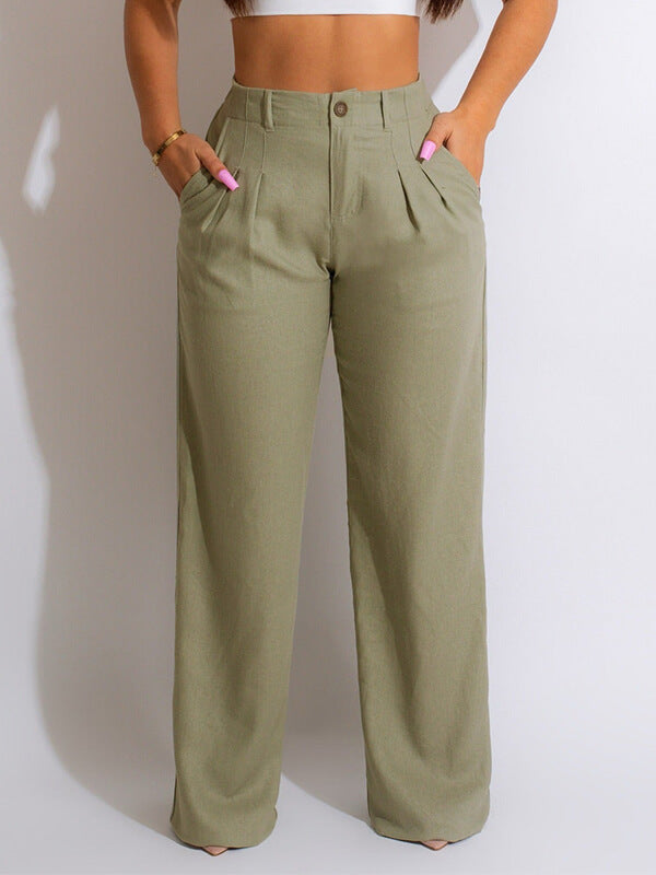 Goosudu Solid Straight-Leg Pants