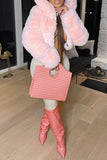 Goosudu Solid Color Faux Fur Luxe Hooded Coat