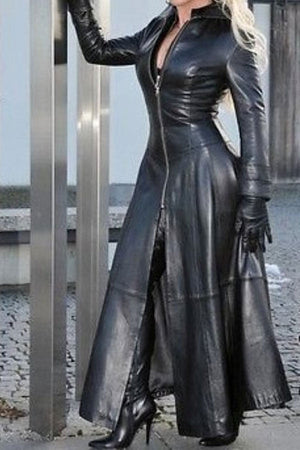 Goosudu Solid Color Chic Zip Through Trench Coat