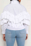 Goosudu Solid Color Whimsical Tiered Ruffle Shirt
