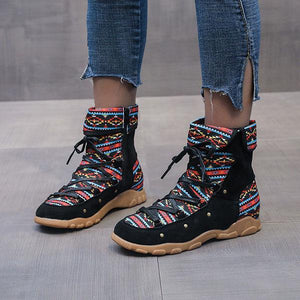 Goosudu Vintage Mutilcolor Pattern Short Boots