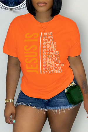 Goosudu Casual Street Print Patchwork Letter O Neck T-Shirts