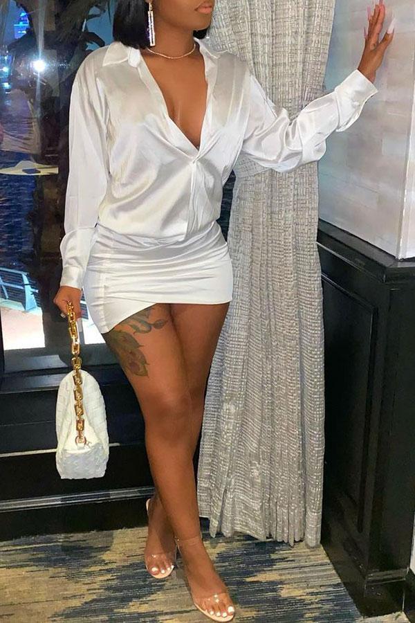 Goosudu Solid Color Relaxed Mini Dress