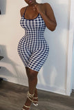 Goosudu U Collar Plaid Spaghetti Straps Romper