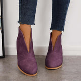 Goosudu Retro Western V Cut Ankle Boots