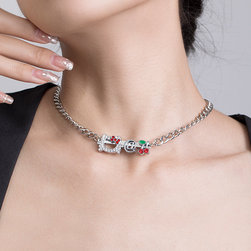 Goosudu Cherry Kitty Chain Necklace