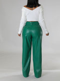 Goosudu Wide-Leg Faux-Leather Pants