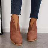 Goosudu Retro Western V Cut Ankle Boots