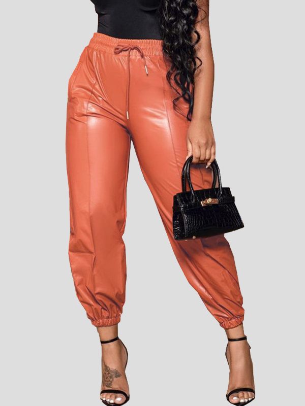 Goosudu Drawstring Faux-Leather Jogger Pants