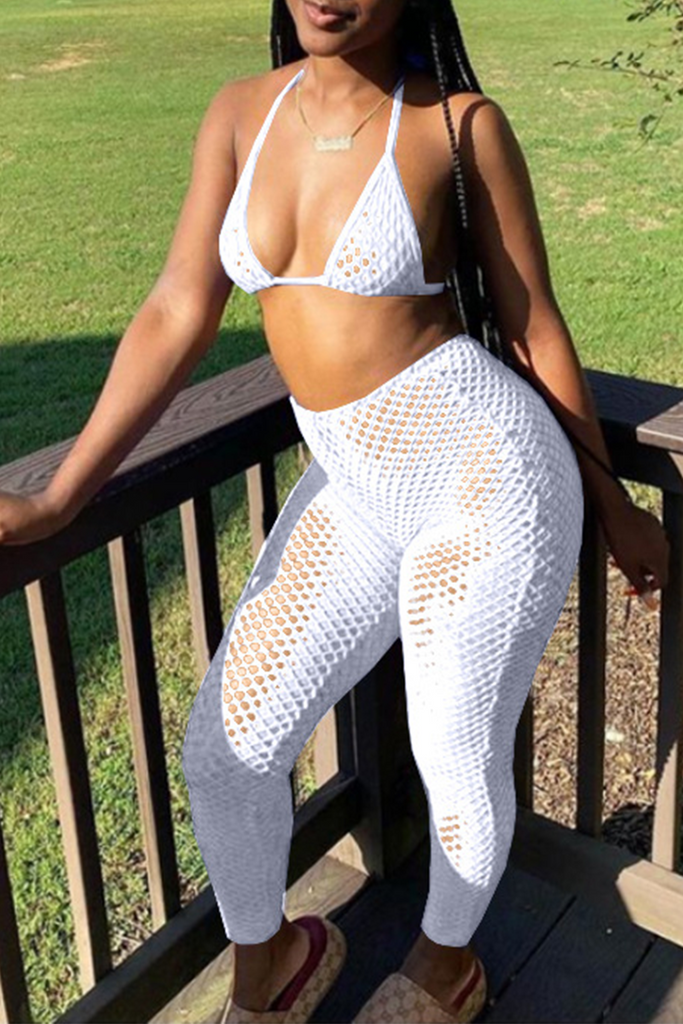 Goosudu Sexy Solid Split Joint Mesh Swimwears