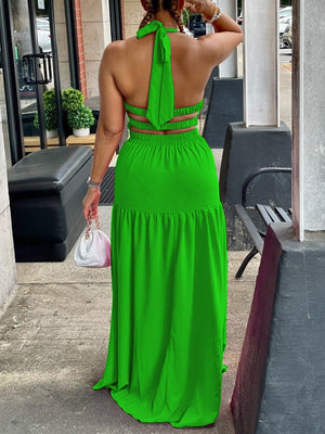 Goosudu Sleeveless Elastic-Waist Maxi Dress