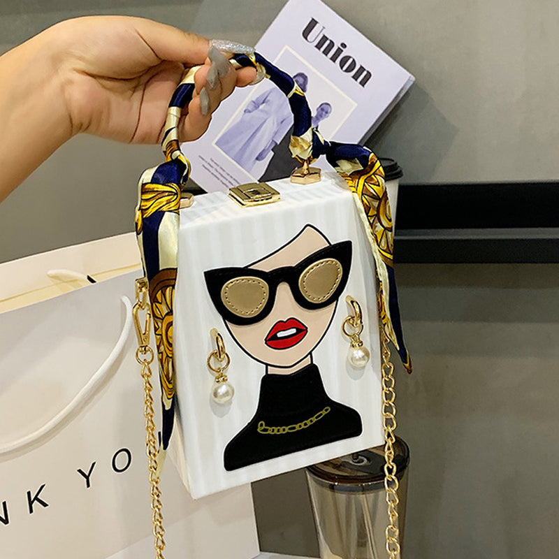 Goosudu Casual Print Patchwork Chains Bags