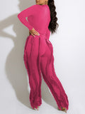 Goosudu Solid Bodysuit & Fringe Pants Set