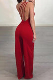 Goosudu Fashion Asymmetric Bandage Backless High Waist Jumpsuit