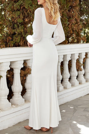 Goosudu Casual Solid Patchwork Square Collar Long Dress Dresses