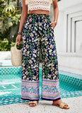 Goosudu Women's Ethnic Floral Pants 2024 Spring Summer Holiday Beach Vacation Casual Straight Pant