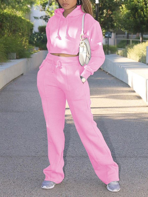 Goosudu Solid Hoodie & Pants Set