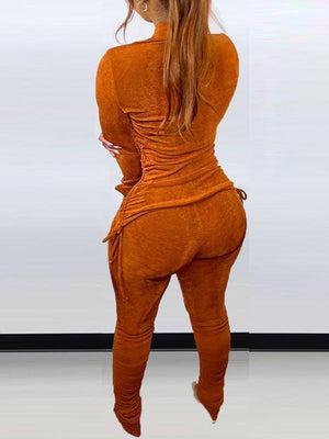 Goosudu Drawstring Shirt & Ruched Pants Set