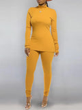 Goosudu Solid Turtleneck Top & Pants Set (7 colors)