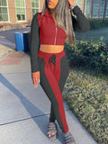Goosudu Two-Tone Zip-Front Top & Pants Set