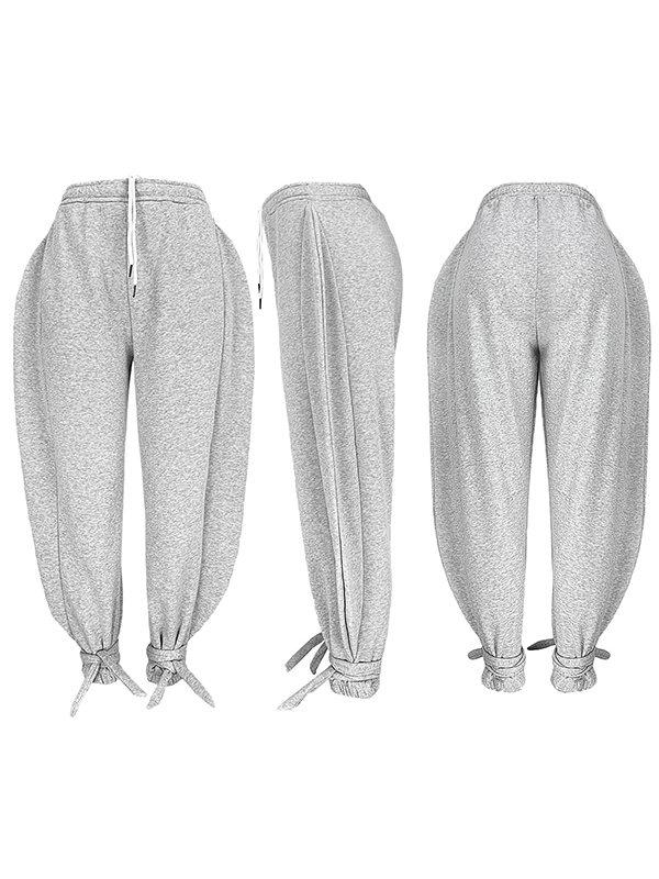 Goosudu Solid Tied-Cuff Pants