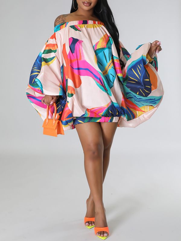 Goosudu Printed Off-Shoulder Parachute Dress