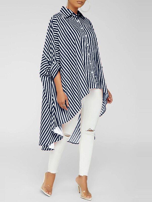 Goosudu Stripe High-Low Shirt