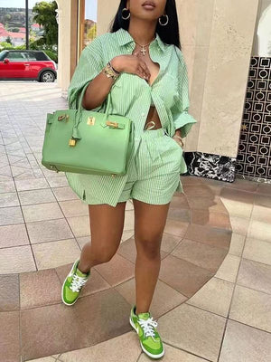 Goosudu Stripe Shirt & Shorts Set