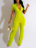 Goosudu Solid Zip-Front Jumpsuit