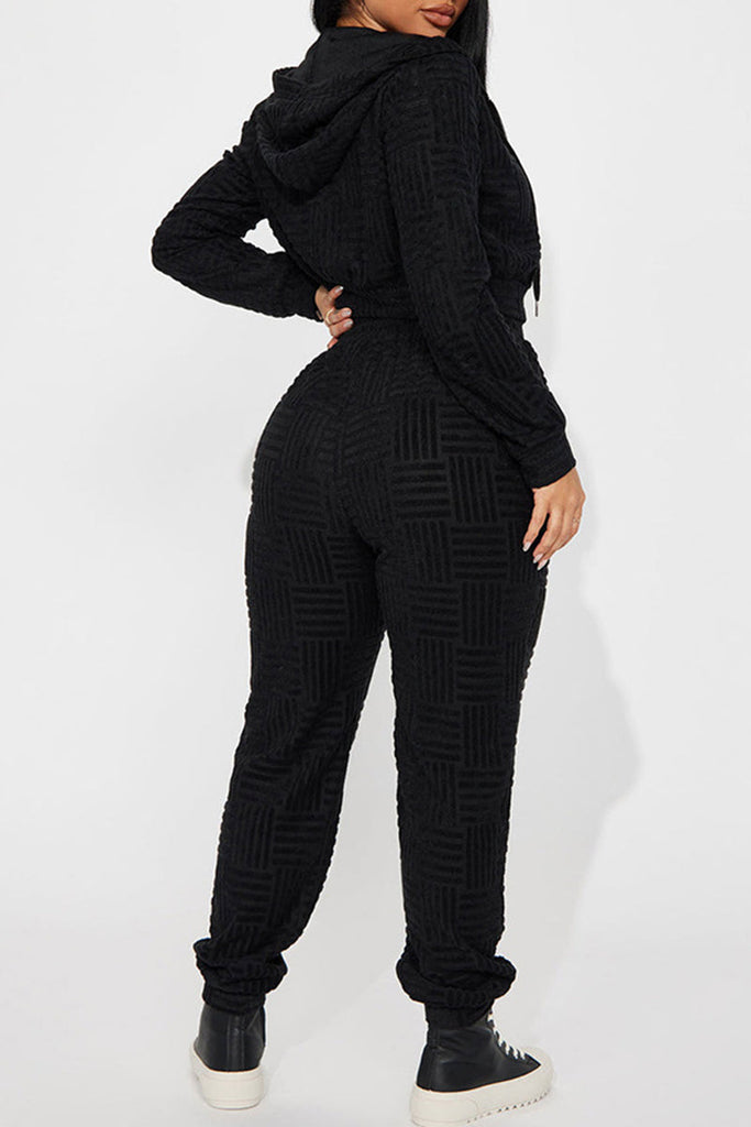 Goosudu Casual Solid Patchwork Hooded Collar Long Sleeve Two Pieces