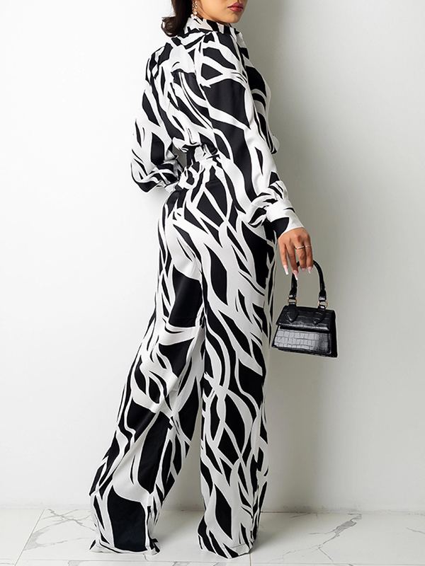 Goosudu Printed Shirt & Wide-Leg Pants Set