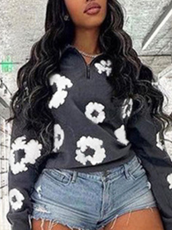 Goosudu Printed Zip-Front Sweatshirt