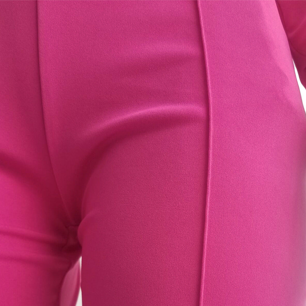 Goosudu Sports Solid Color Pant Set Long-Sleeved Pullover Top + Drawstring Trousers Suit