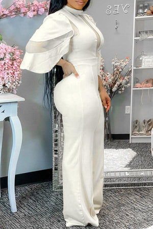 Goosudu Round Neck Solid Split Joint Asymmetrical Plus Size Jumpsuit