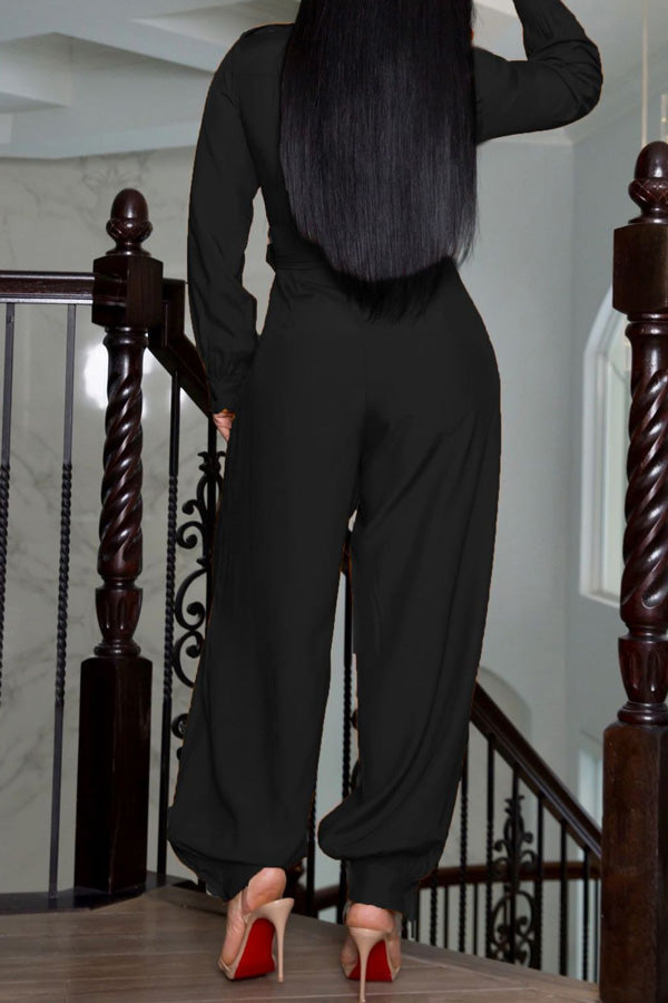 Goosudu Casual Solid Color Loose Sexy Woven Jumpsuit