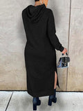 Goosudu Solid Slit Hoodie Dress