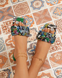 Goosudu Solid Color Braided Urban Flat Slippers