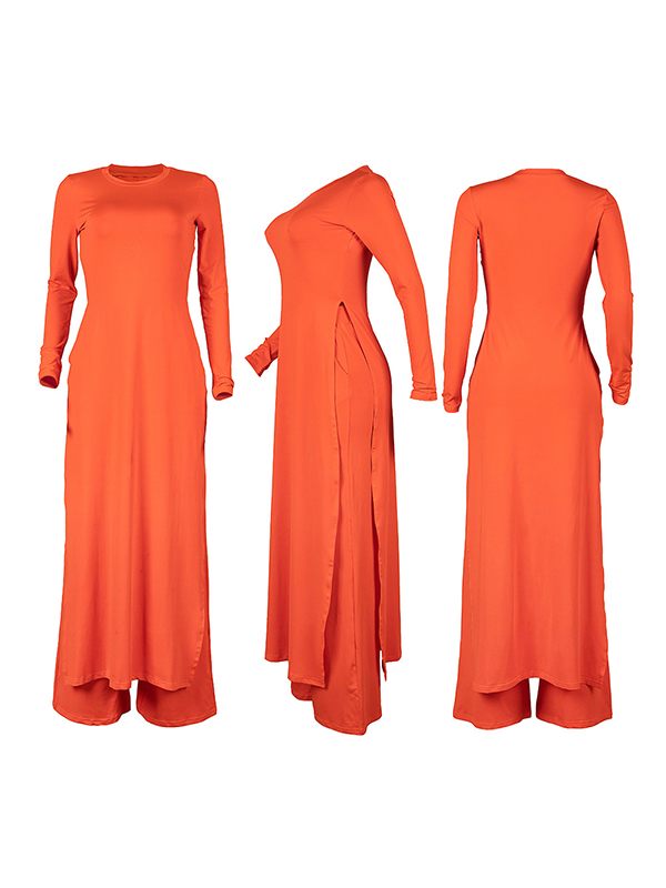 Goosudu Solid Side-Slit Tunic & Pants Set