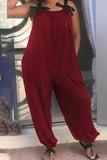Goosudu Casual Solid Patchwork Spaghetti Strap Loose Jumpsuits