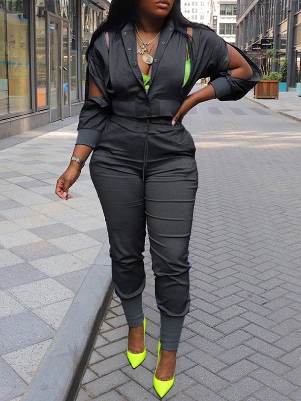 Goosudu Slit Bomber Jacket & Jogger Pants Set