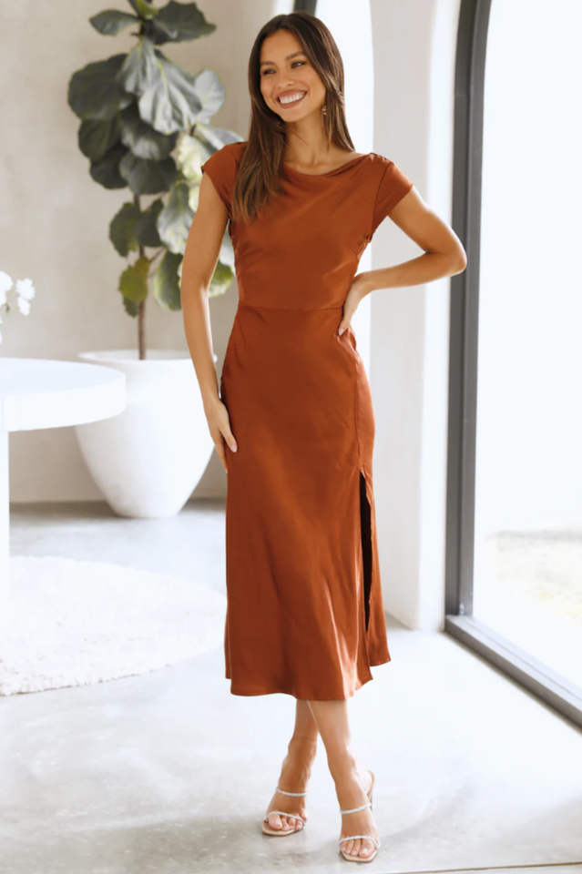 Goosudu Get In Formation Satin Midi Dress