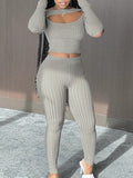 Goosudu Ribbed Cutout Top & Pants Set