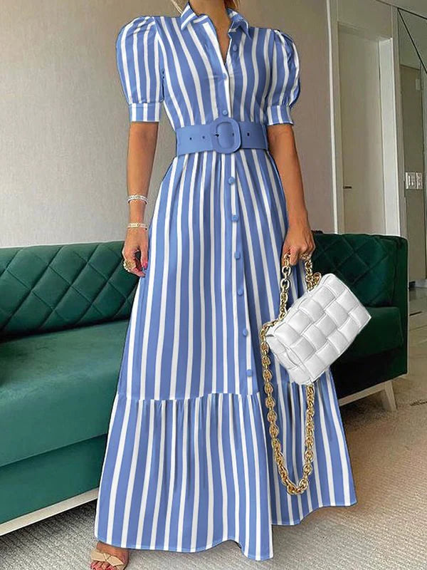 Goosudu Puff-Sleeve Shirt Dress