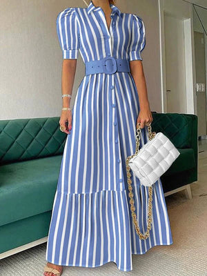 Goosudu Puff-Sleeve Shirt Dress