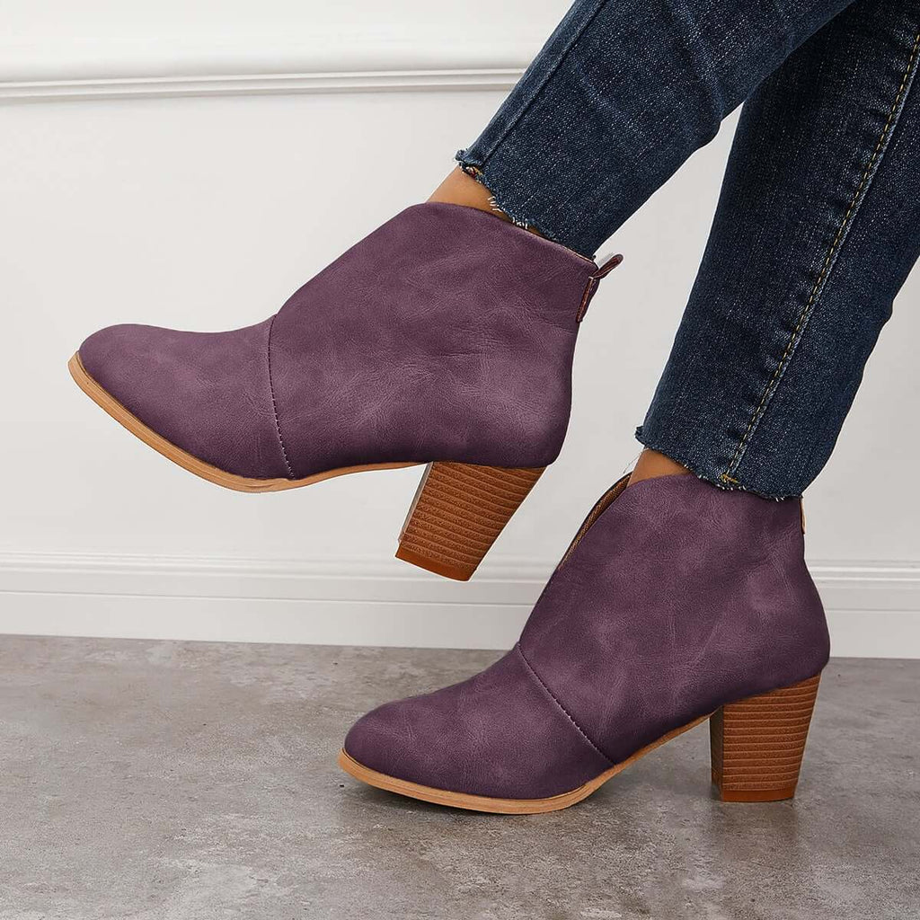 Goosudu Retro Western V Cut Ankle Boots
