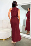 Goosudu Halter Sleeveless Satin Bridesmaid Dress